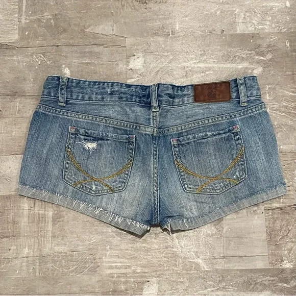 PINK Victoria’s Secret Denim Distressed Shorts Size 4 - Picture 2 of 4
